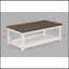 Table basse brune de style campagnard avec plateau de table rectangulaire 1 pièce et roulettes
