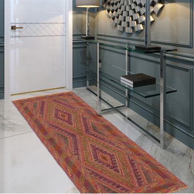 Tapis de couloir unique en laine noué à la main nouvel âge 2 pi 7 po x 6 pi 2 po Jisaan