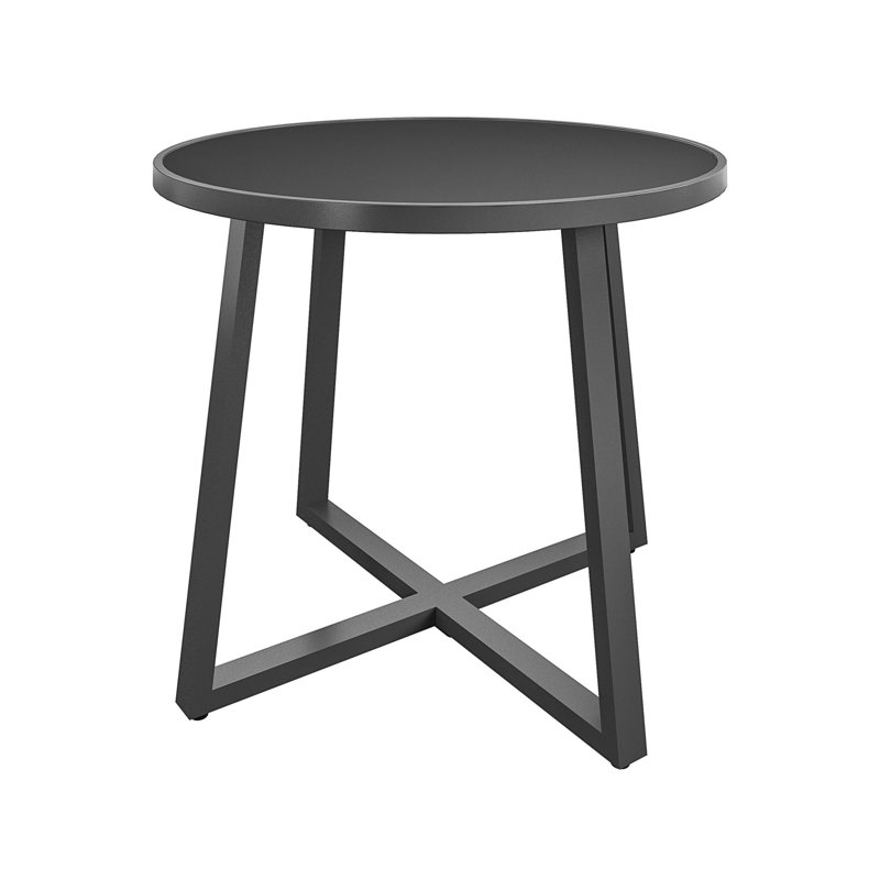 Table de salle à manger intérieure / extérieure 35 po, plateau en verre