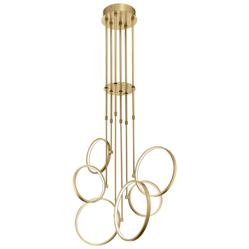 6 - Light LED Pendant, Champagne Gold