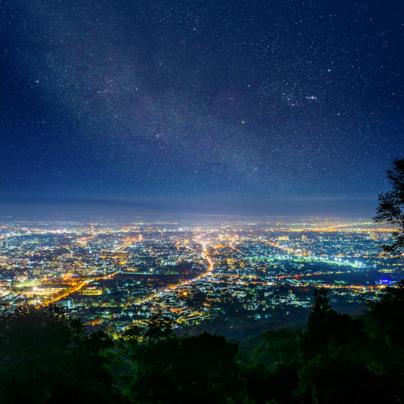 City Night View by Jaboo2foto - Wrapped Canvas Print, 30cm H x 30cm W