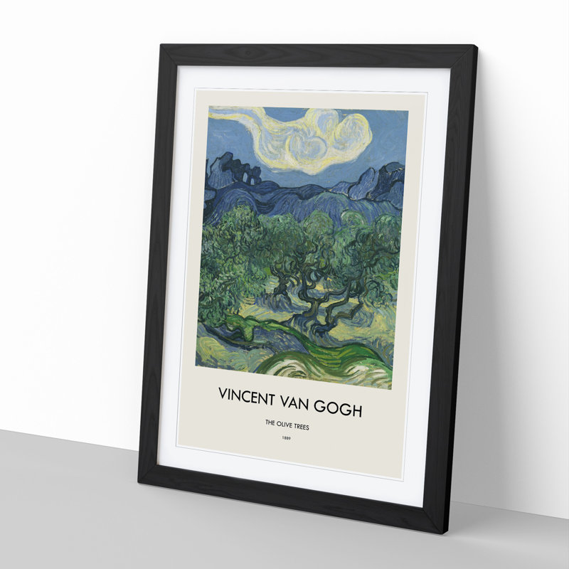 The Olive Trees by Vincent Van Gogh - Picture Frame Painting, Black Framed, 65cm H x 48cm W x 2cm D
