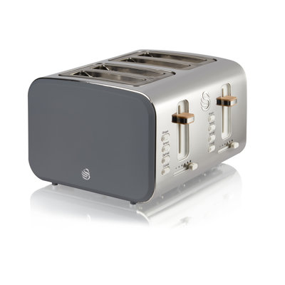 Swan Nordic 4-Slice Toaster with Defrost/Reheat/Cancel Functions, Cord Storage, 1500W