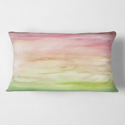 Abstract Sunset With Pink Beige And Green Abstract Lumbar Pillow