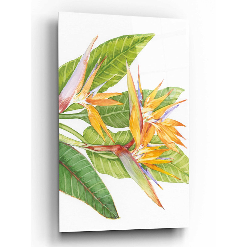 «Exotic Flowers II» par Tim O'Toole, art mural en verre acrylique, H 16 po x l 12 po x P 0,13 po