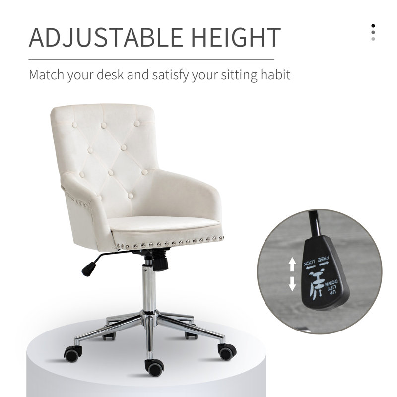 Gabouray Velvet Task Chair, White