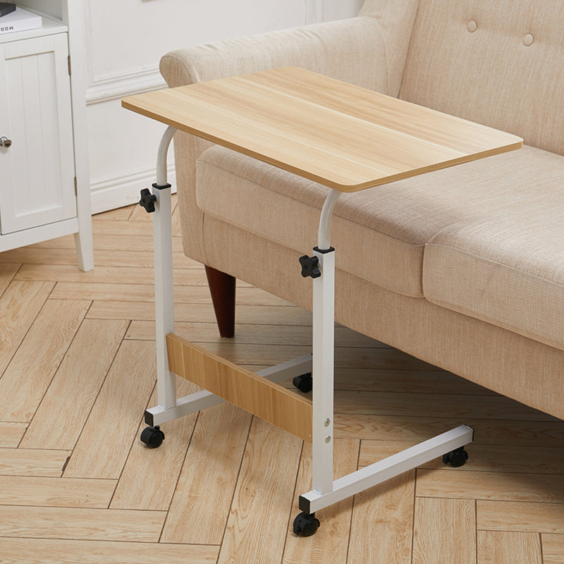 Height Adjustable Computer Table Standing Desk with Wheels, Yellow, White