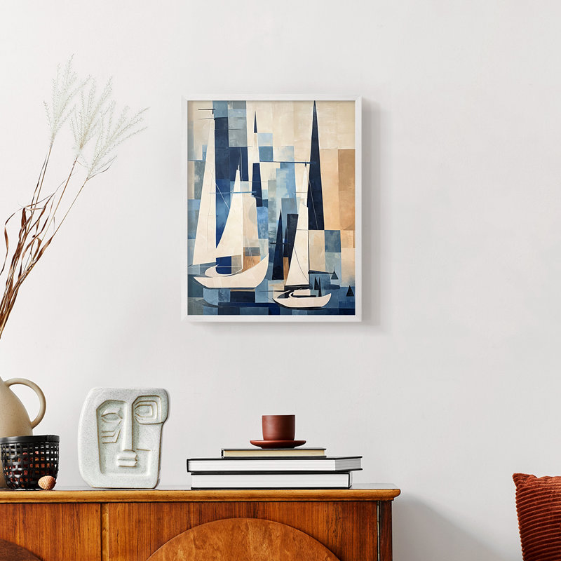 NAUTICAL Series CCGCLXXV - Impression encadrée de qualité supérieure - Prêt à être accroché - Aucun clou requis, Blanc