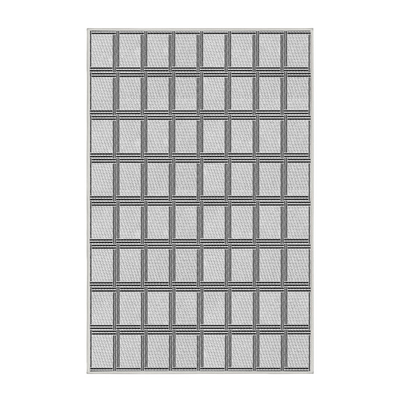 Tapis gris en laine et en polyester tissé à la machine à motif géométrique, Rectangle 8 pi x 12 pi