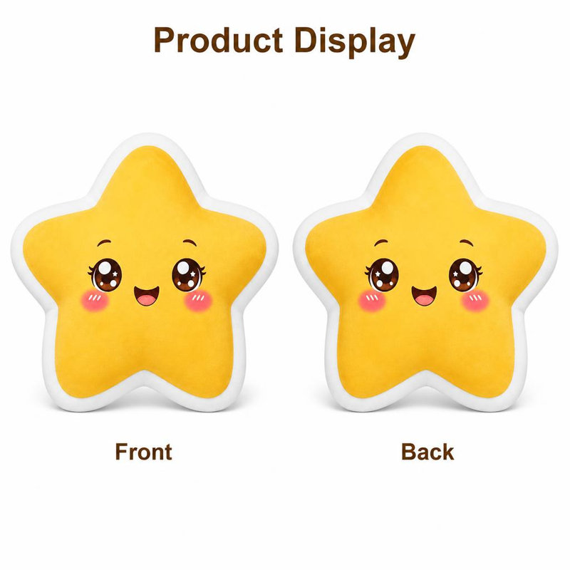 Coussin décoratif Kawaii Miling Star, mignon, jaune, en forme d'étoile joyeuse, imprimé à plat en 2D. Parfait pour le divan, la chambre à coucher, le salon, le bureau et la voiture. Cadeau idéal. 55 cm (21,65 po).
