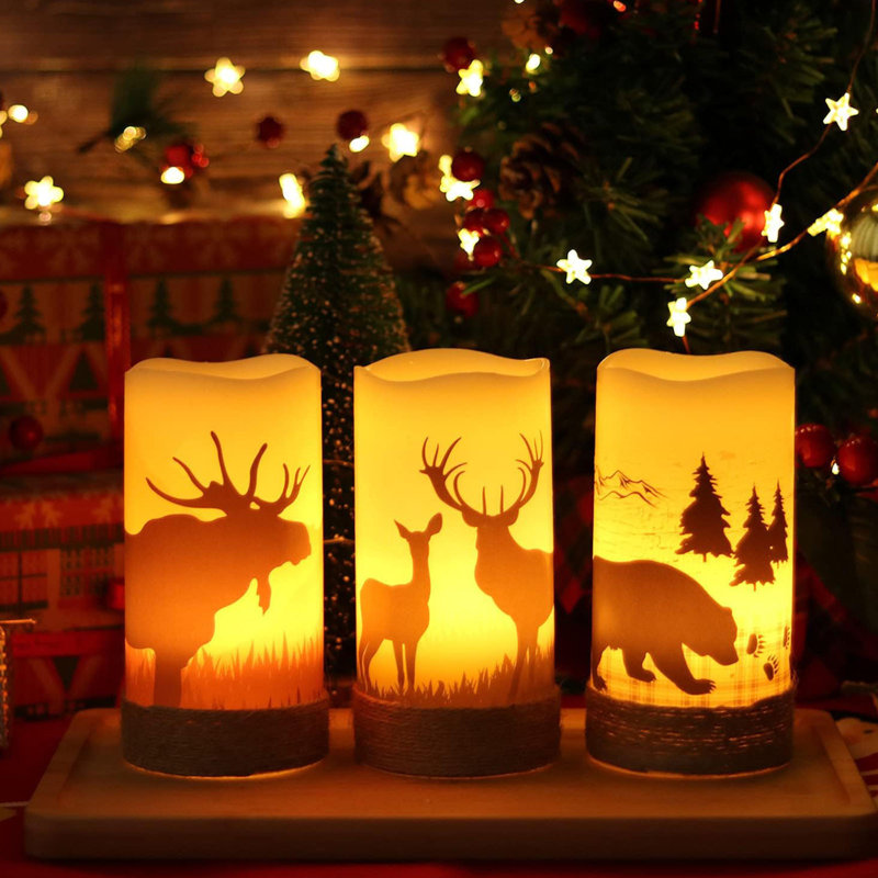 Flameless Flickering Led Candles with Hemp Rope and 6H Timer,(D3 x H6)