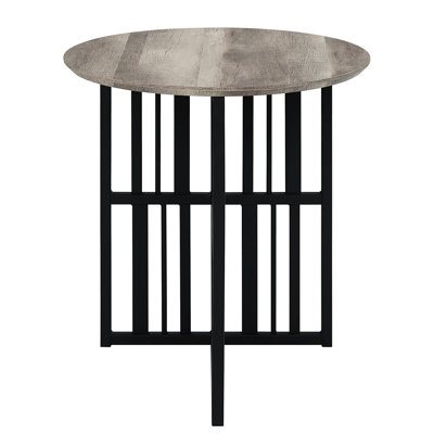 Table de bout ovale en chêne antique et piédestal noir, base en métal pour un soutien durable, utilisation minimale au sol, plus d'espace pour se déplacer, coffre-fort dans les endroits achalandés, esthétique classique, 23 po de hauteur