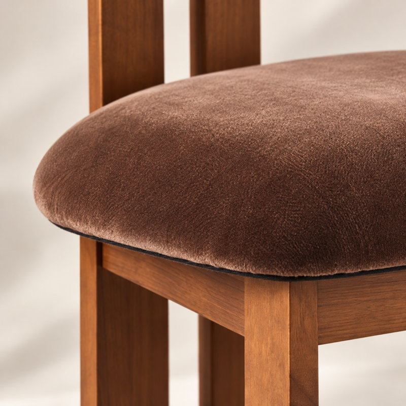 Ensemble de 2 chaises de salle à manger rembourrées à dossier en T Vonnie, Brun, Velours