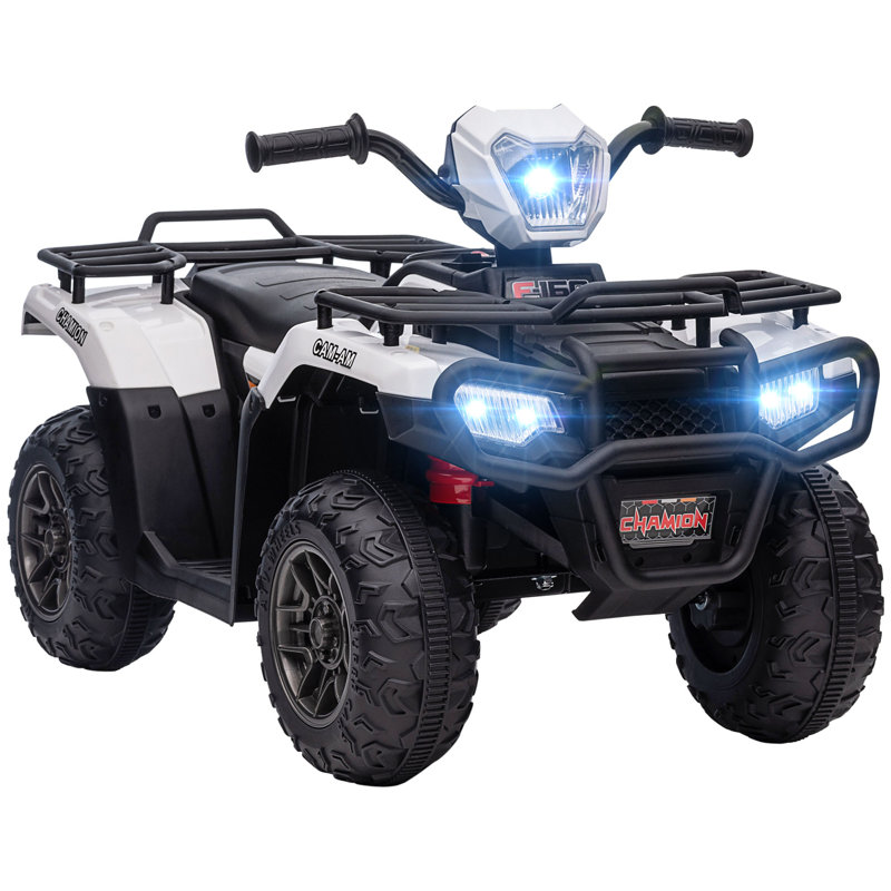 Aosom 12 Volt 1 Seater All-Terrain Vehicles Battery Powered Ride On, White/Black