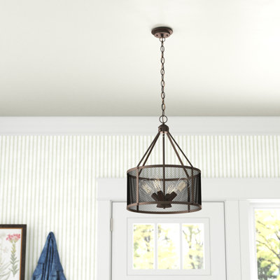  Ironclad Industrial-Style 4 Light Rubbed Bronze Ceiling Pendant 16" Wide