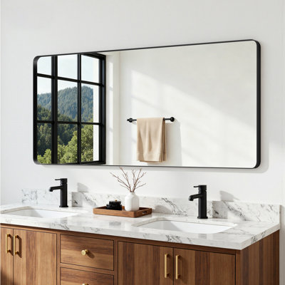 Miroir de salle de bain / meuble-lavabo mural en verre trempé et aluminium