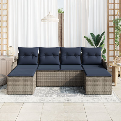 Ensemble de canapé avec coussin vidaXL 6 pièces en polyester gris