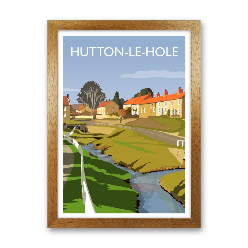 Hutton-le-Hole Portrait by Richard O'Neill - Print, 34cm H x 25cm W x 3cm D, Brown Framed
