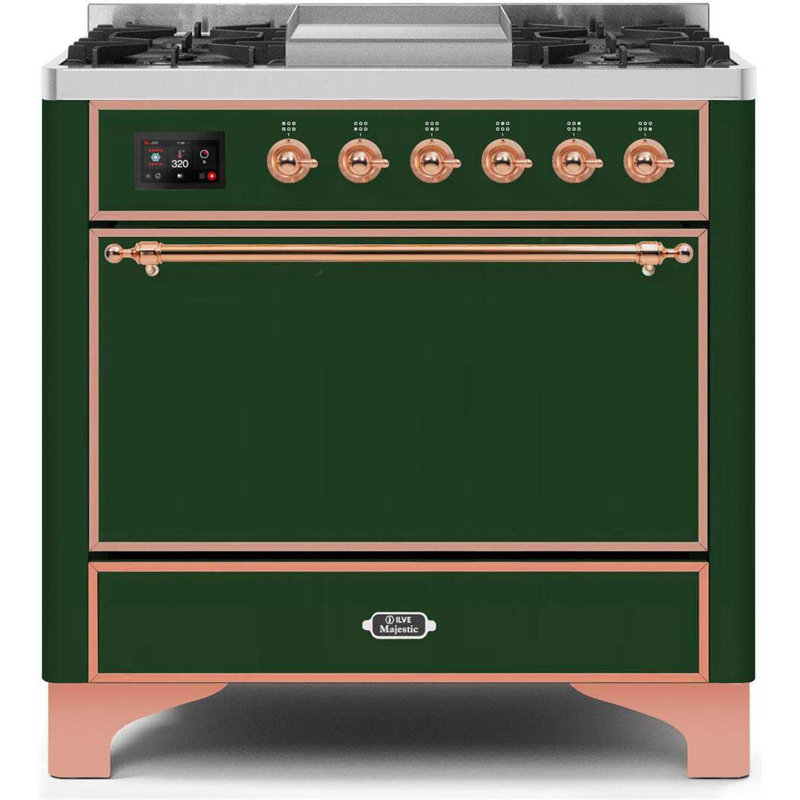 Majestic II 36" 3.5 cu.ft. Freestanding Dual Fuel with Griddle and Convection Oven, Natural Gas, White/Copper