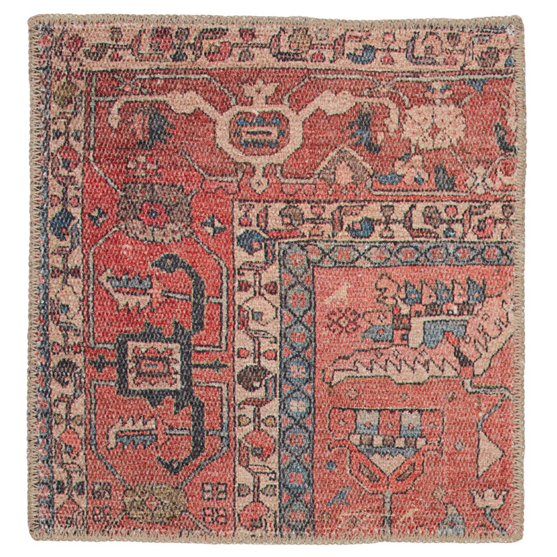 Machine Washable Brixey Oriental Red Area Rug, Rectangle 6' x 9'