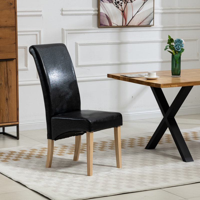 Coreyona 0cm H Velvet Upholstered Dining Chair, Black