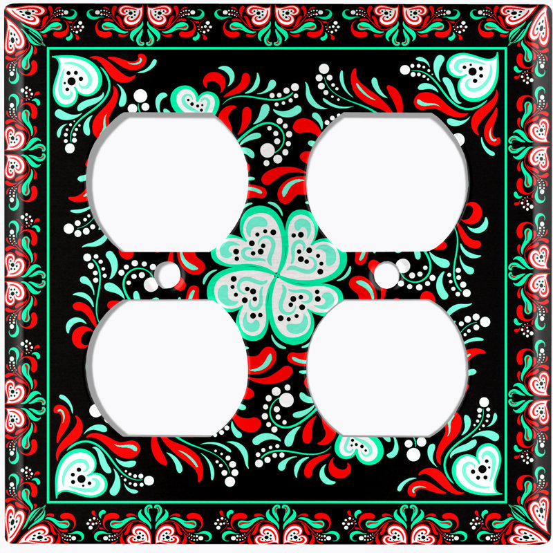 Plaque murale 2 prises Contemporary Heart, Rouge/vert
