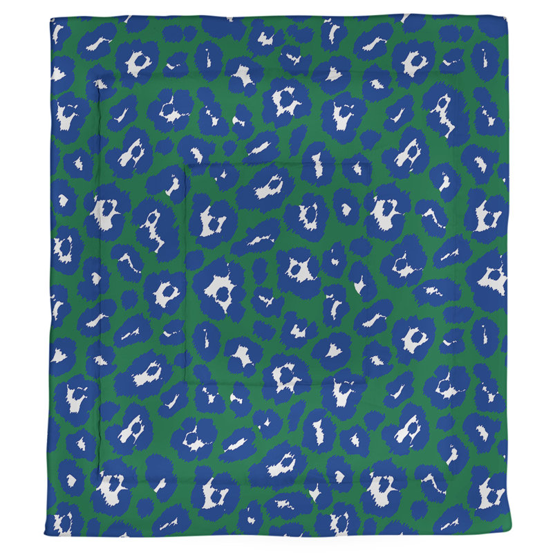 Polyester Animal Print Comforter, King Comforter, Green/Blue