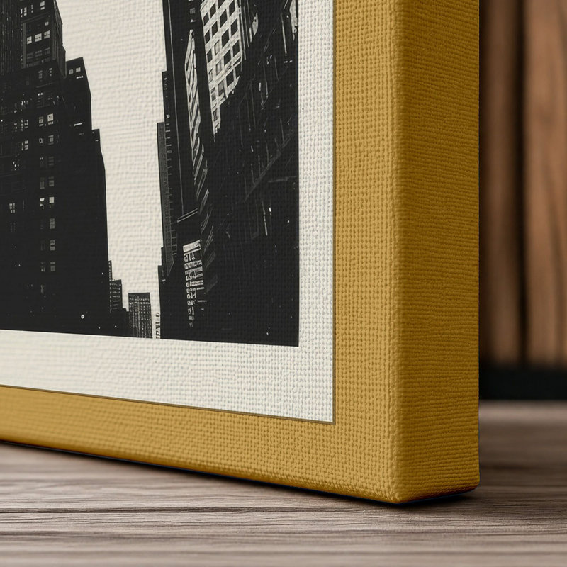 Geometric Metropolis Industrial - Wrapped Canvas, 18x12 - 45.7 x 30.5 cm, Ochre Border