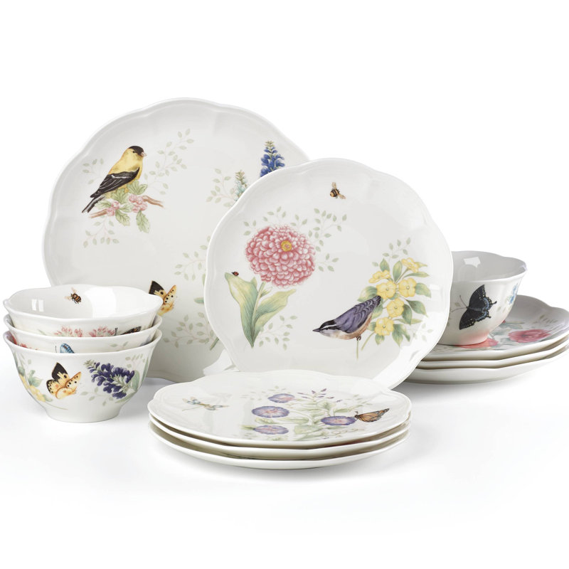Lenox Butterfly Meadow Flutter 12 Piece Dinnerware Set, Service for 4