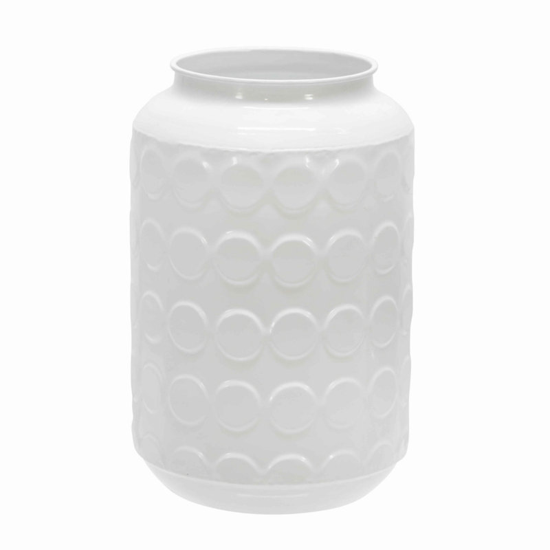 Siguna White Metal Table Vase, 10" H x 6" W x 6" D