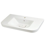 Equility White Fireclay U-Shaped Wall Mount Bathroom Sink with Overflow
