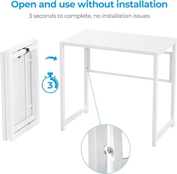 Desk No-Assembly,31.5 In Small Desk For Small Spaces Computer Desk For Home Office,Space Saving Foldable Table Study Writing Desk
