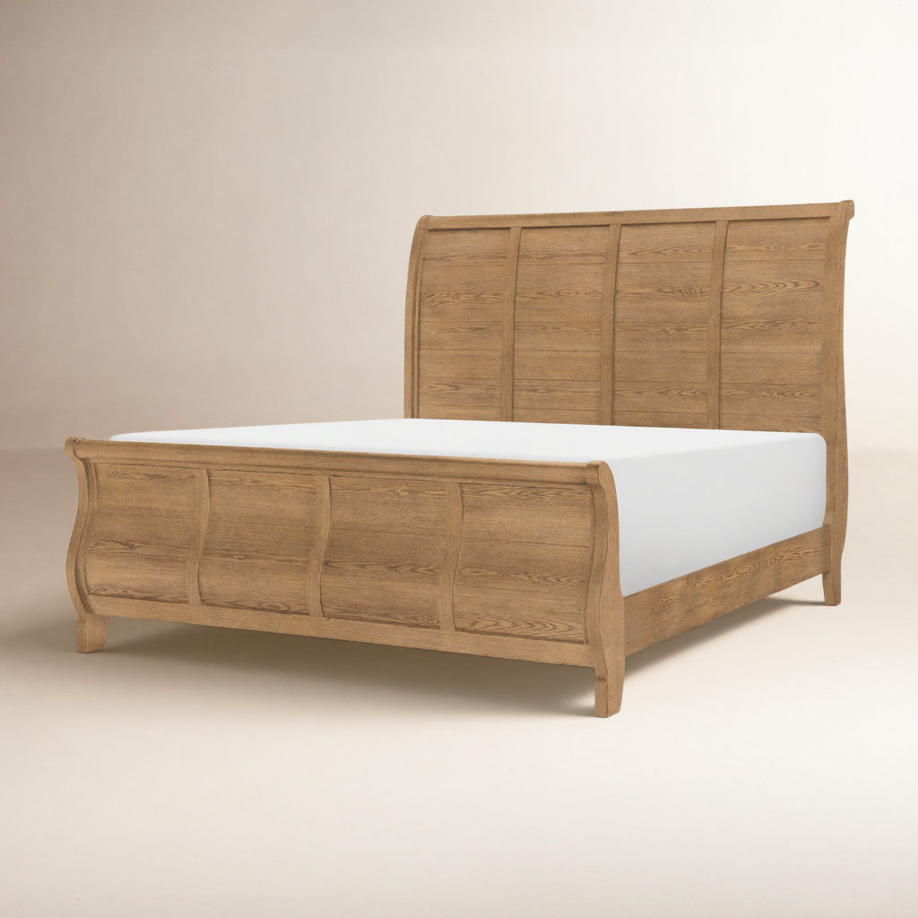 Country Living Sleigh Oak Bed, Brown, Queen