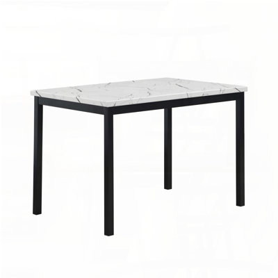 Square Dining Table with Faux Marble Laminate Top - Metal Legs, 4-Seat
