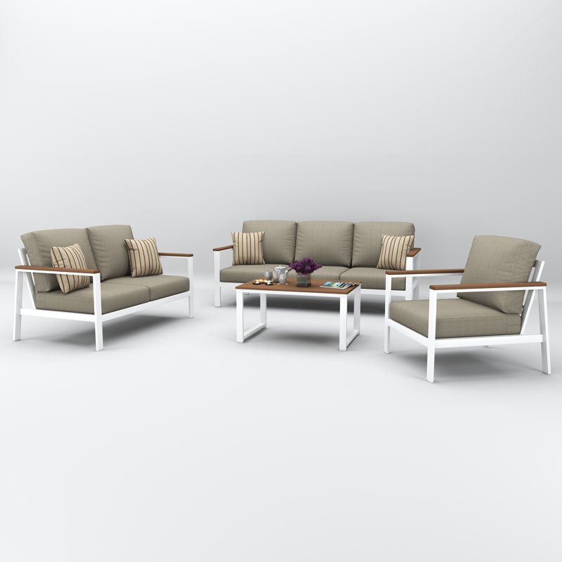 Townsend 6-Person Sunbrella® Patio Seating Group, Spectrum Dove, Brown