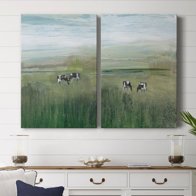 «Out to Pasture I» - Toile tendue avec châssis de qualité supérieure - Prêt à accrocher