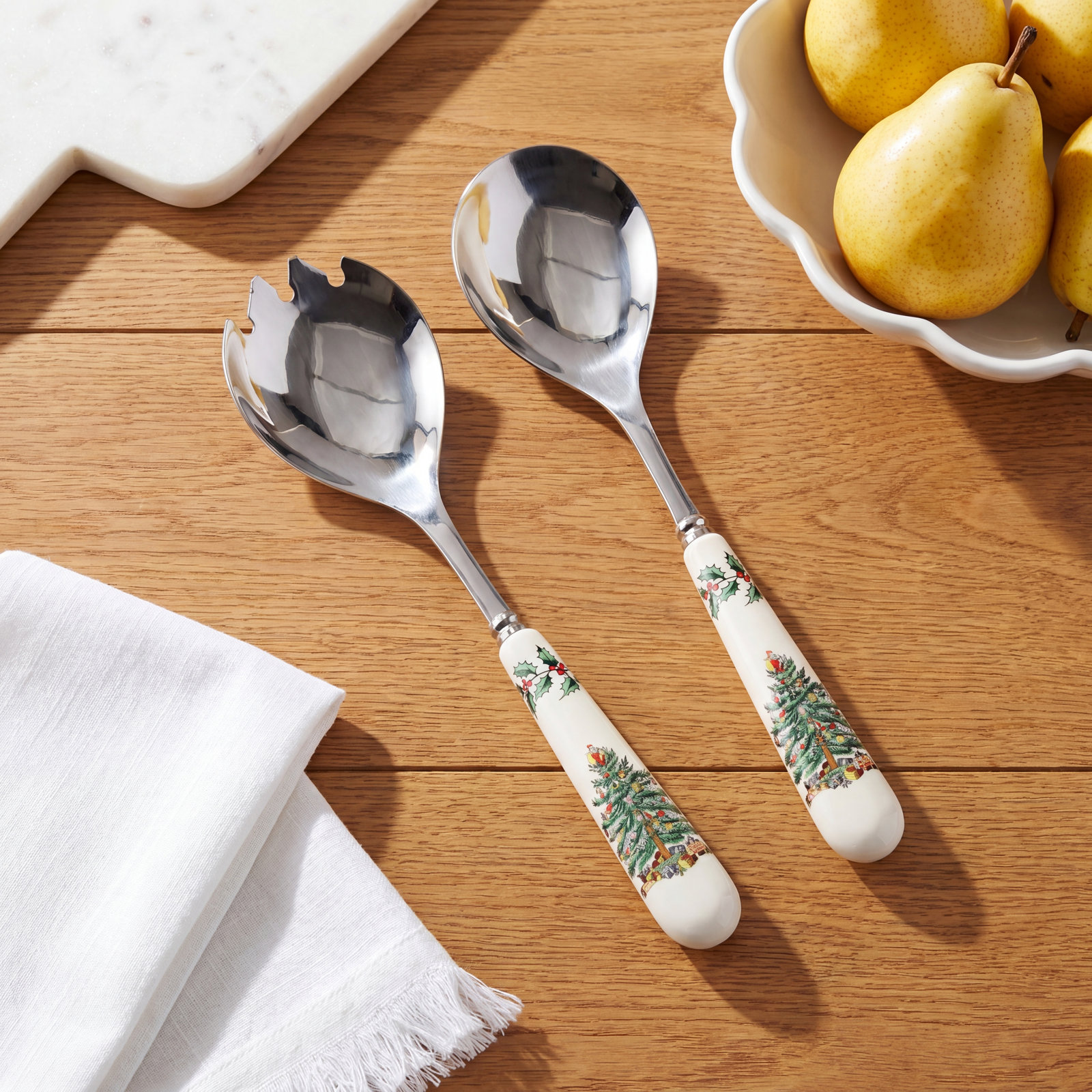 Christmas Tree Stainless Steel Salad Servers