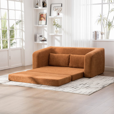 2-Piece Foldable Sofa Bed Set, Convertible Chenille Cloud Mattress for Living Room and Guestroom, Multifunctional and Comfortable