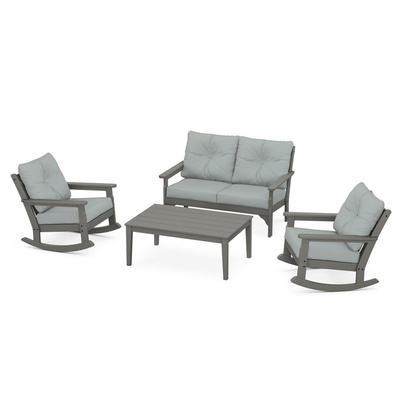 Vineyard 4-Piece Deep Seating Rocking Chair Set, Slate Grey, Spa