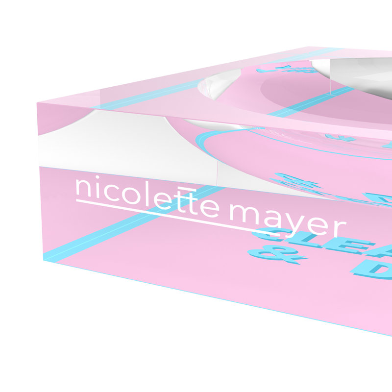 Decorative Tray, 8"W x 8"D x 2"H, Pale Pink Blue