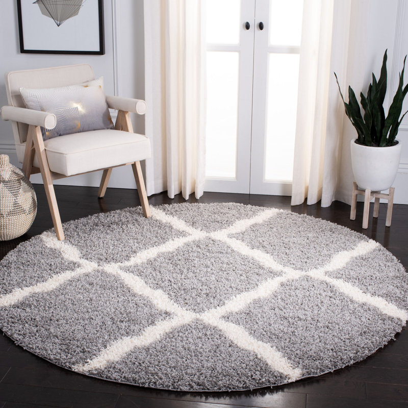 Alonnah Shag Performance Geometric Rug, Round 10'