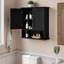 Armoire murale noire au-dessus de la toilette - Rangement compact à 2 portes pour salle de bain / cuisine / buanderie
