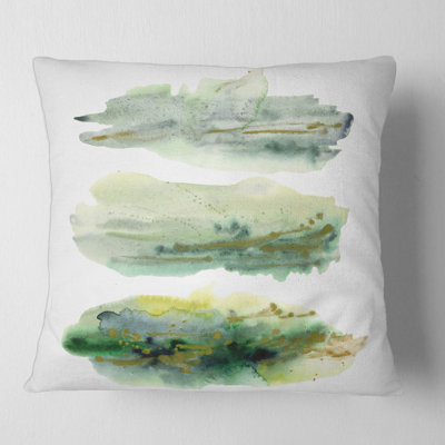 Nuage abstrait doré vert avec points bleus II - coussin moderne imprimé
