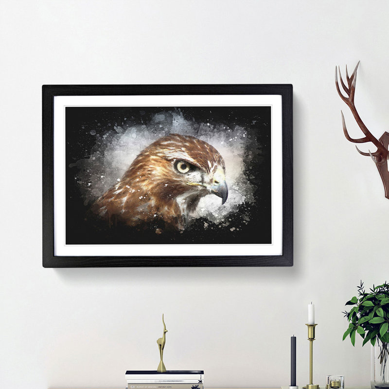 Hawk - Picture Frame Graphic Art Print, 62cm H x 87cm W x 2cm D, Black Framed