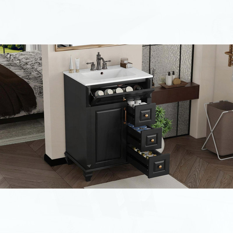 Free Standing Wall Mounted Single Double With MDF Top, Green, 24"W