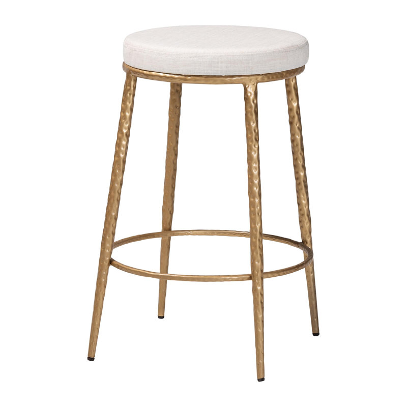 Tabouret de comptoir Baxton Studio Jessa - Tabouret rustique sans dossier avec structure en métal forgé à la main et repose-pieds intégré pour îlot de cuisine ou salon