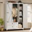 Armoire-penderie Chiara de 70 po de style ferme, 3 portes, 2 tiroirs et tringle, blanc vieilli-1129906012