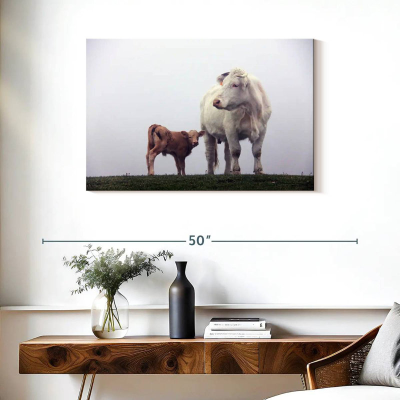 Brampt, mère et bébé vache, H 24 po x l 36 po