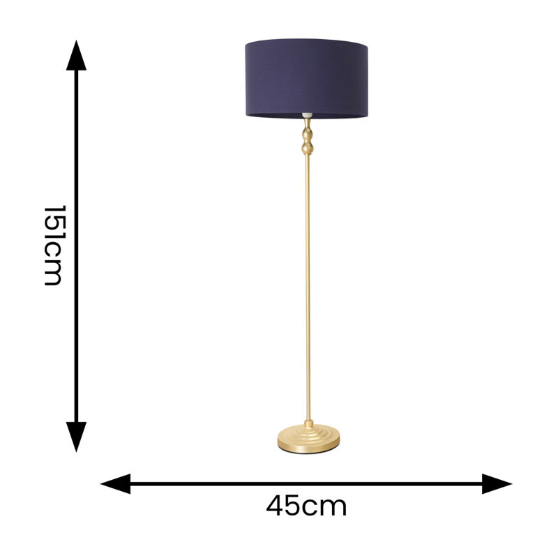 Reselva 151cm Traditional Floor Lamp, Navy Blue, Gold