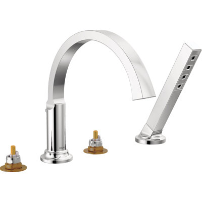 Robinet de baignoire romaine Tetra avec douche à main, robinet de baignoire, robinet de baignoire à fixation sur plateau, robinet de baignoire